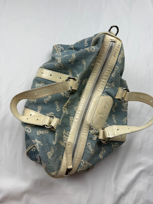 Blue denim logo uni handbag (35x25cm)