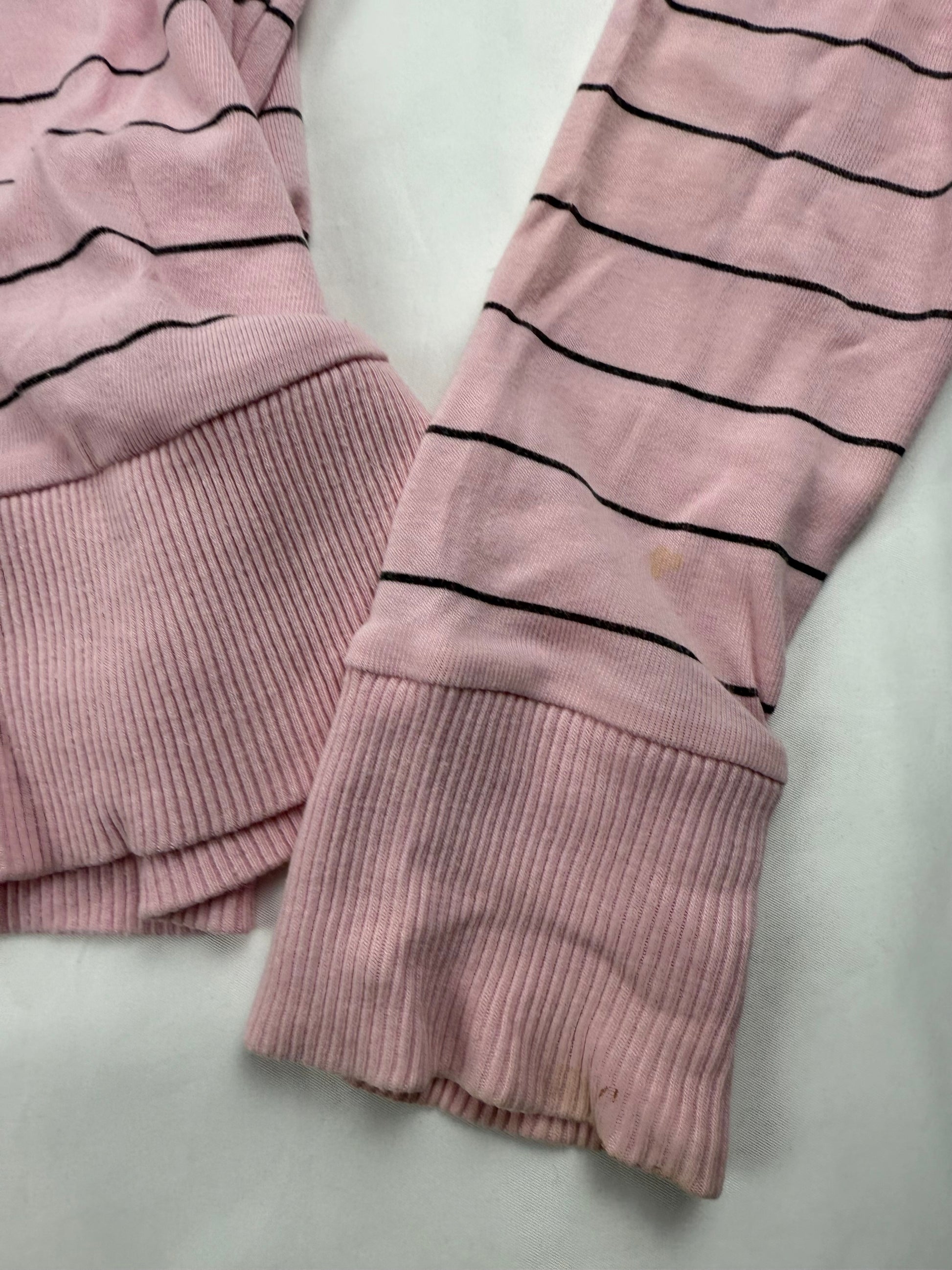 Baby pink striped 100% cotton zip up hoodie (M/L)