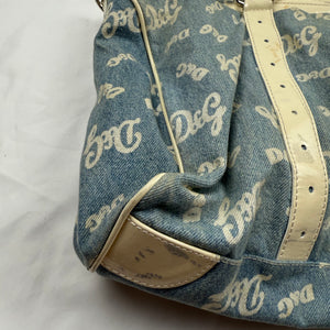 Blue denim logo uni handbag (35x25cm)