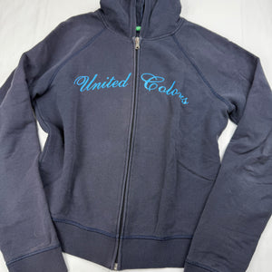 Navy 100% cotton logo zip up hoodie (L)