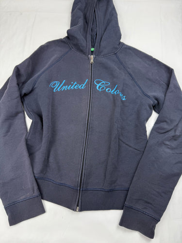 Navy 100% cotton logo zip up hoodie (L)