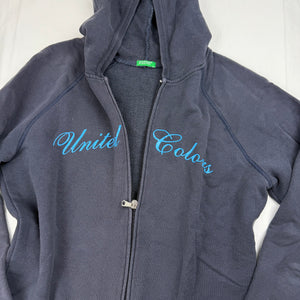 Navy 100% cotton logo zip up hoodie (L)