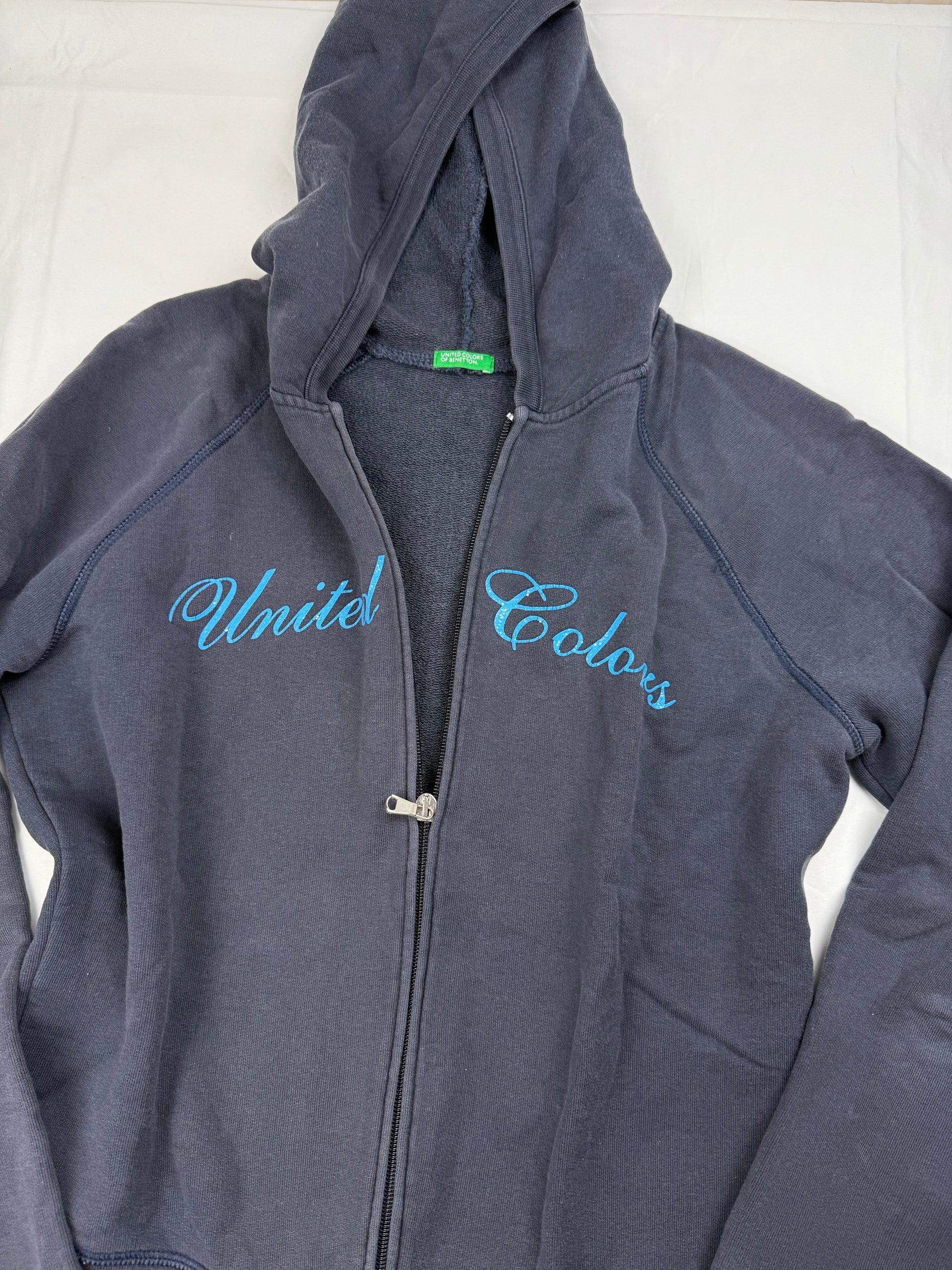 Navy 100% cotton logo zip up hoodie (L)