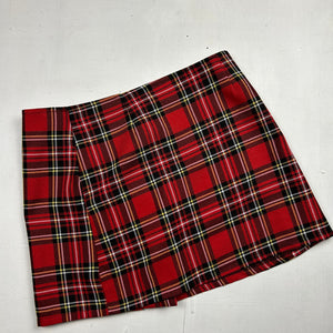 Red check print mini skirt (M)