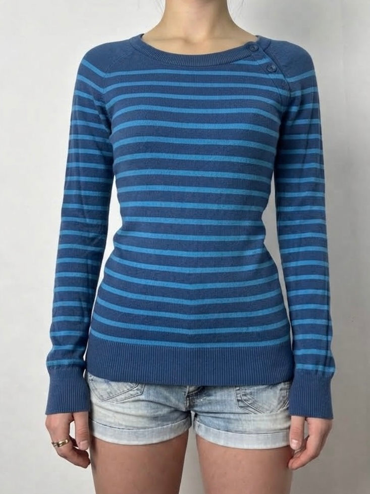 Blue cotton striped jumper (S)