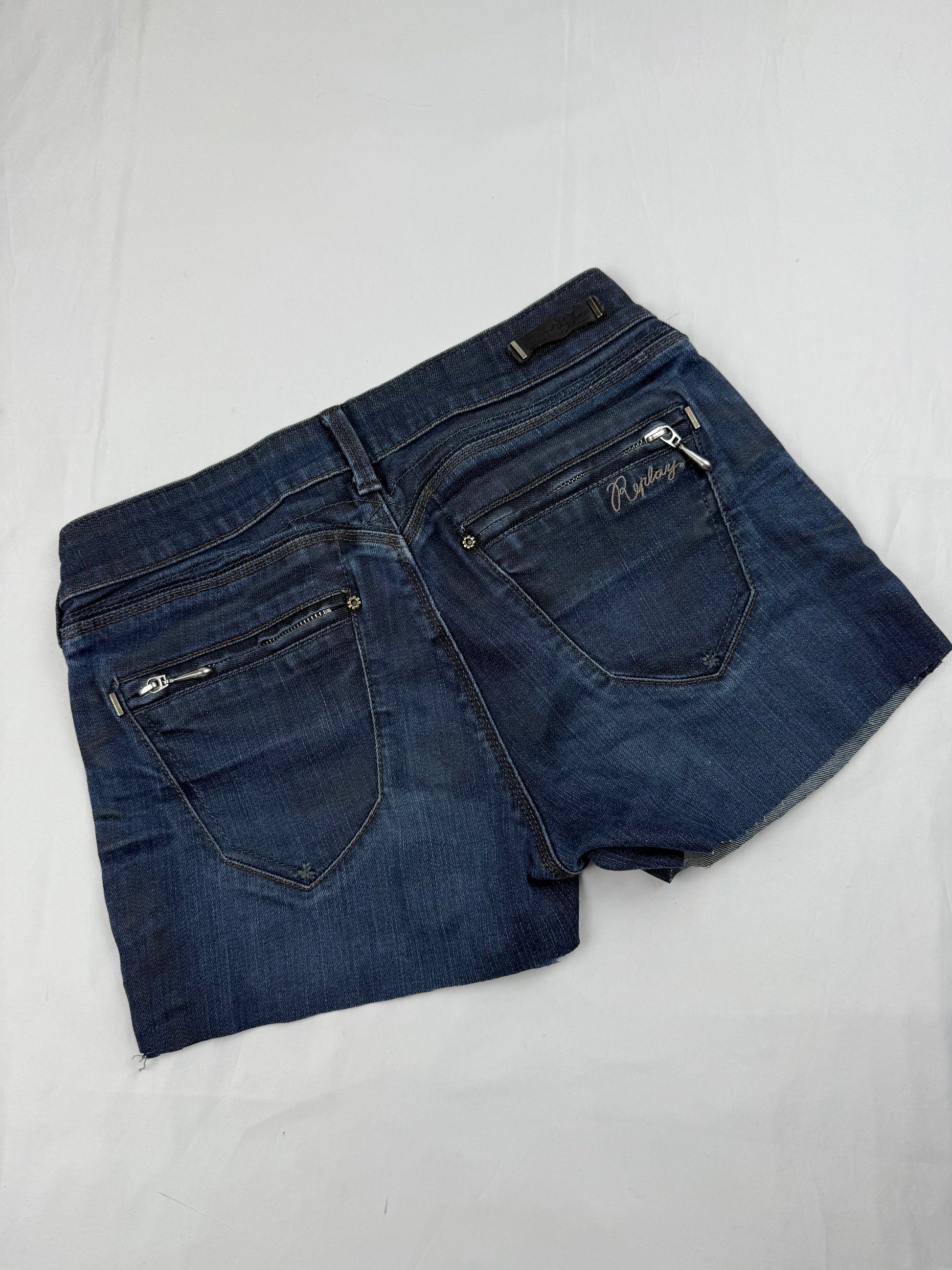 Blue denim low rise mini short (S)