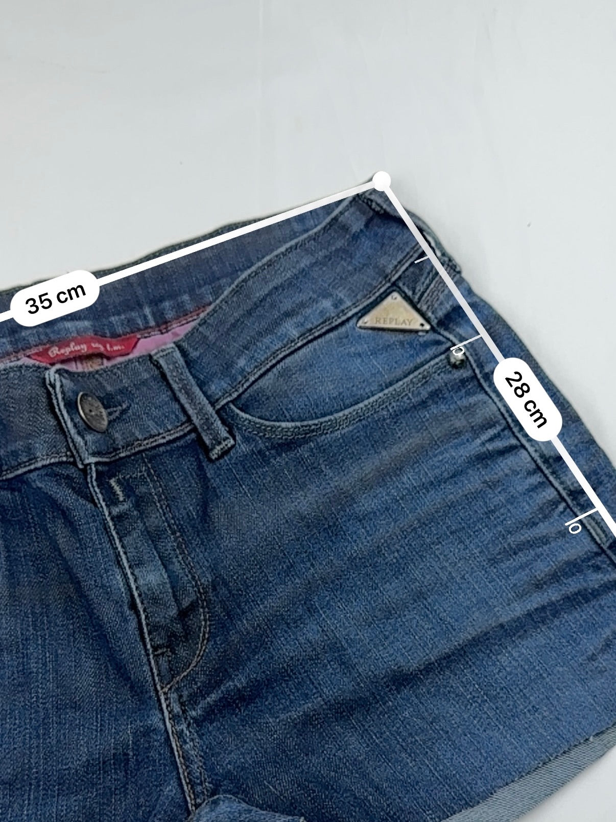 Blue denim low rise mini short (S)