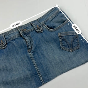 Blue denim low rise mini skirt (L)