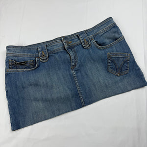 Blue denim low rise mini skirt (L)