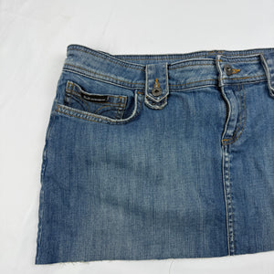 Blue denim low rise mini skirt (L)