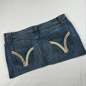 Blue denim low rise mini skirt (L)