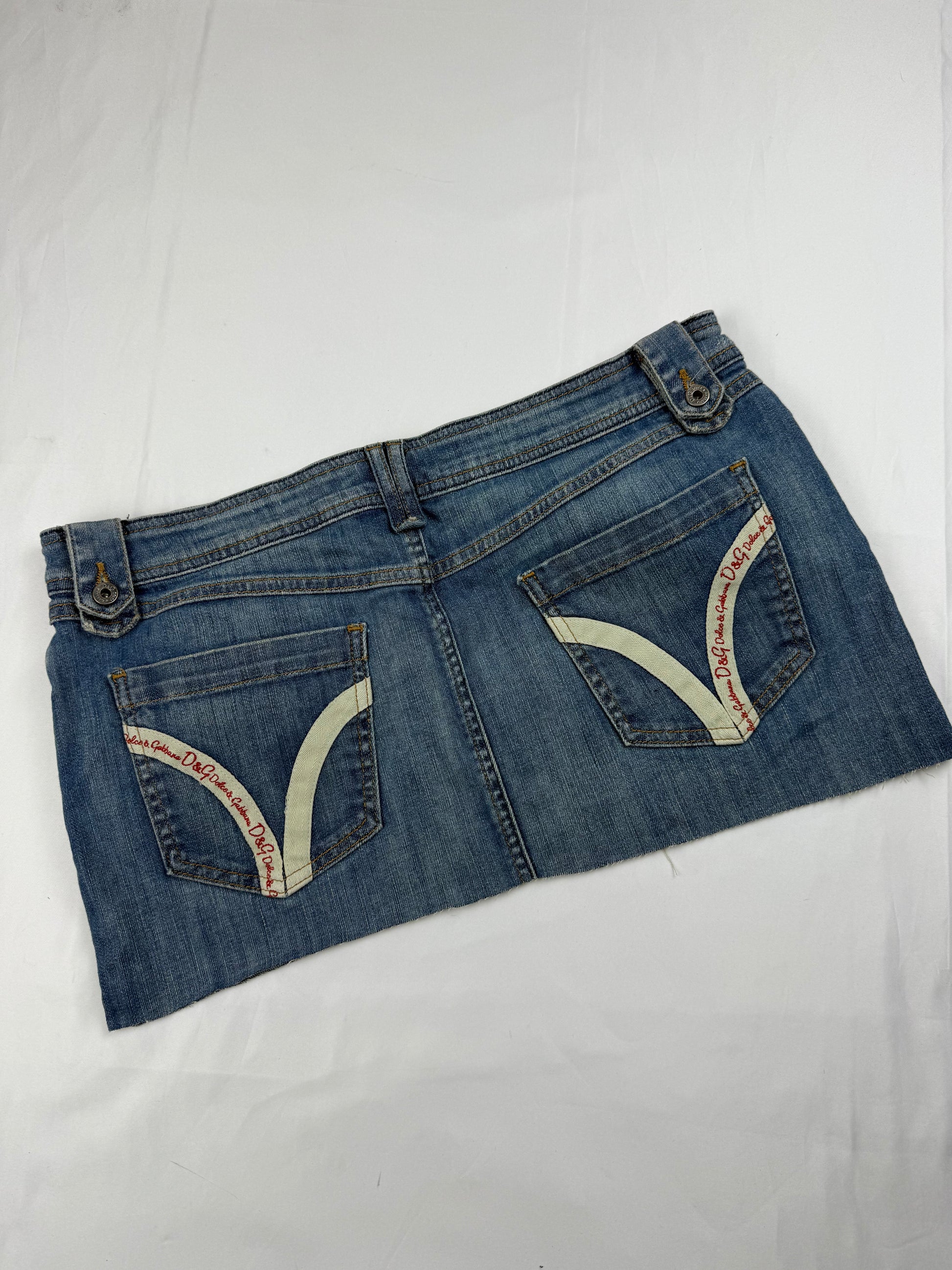 Blue denim low rise mini skirt (L)