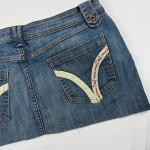 Blue denim low rise mini skirt (L)