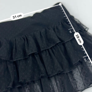 Black mesh low rise pleated mini skirt (S)