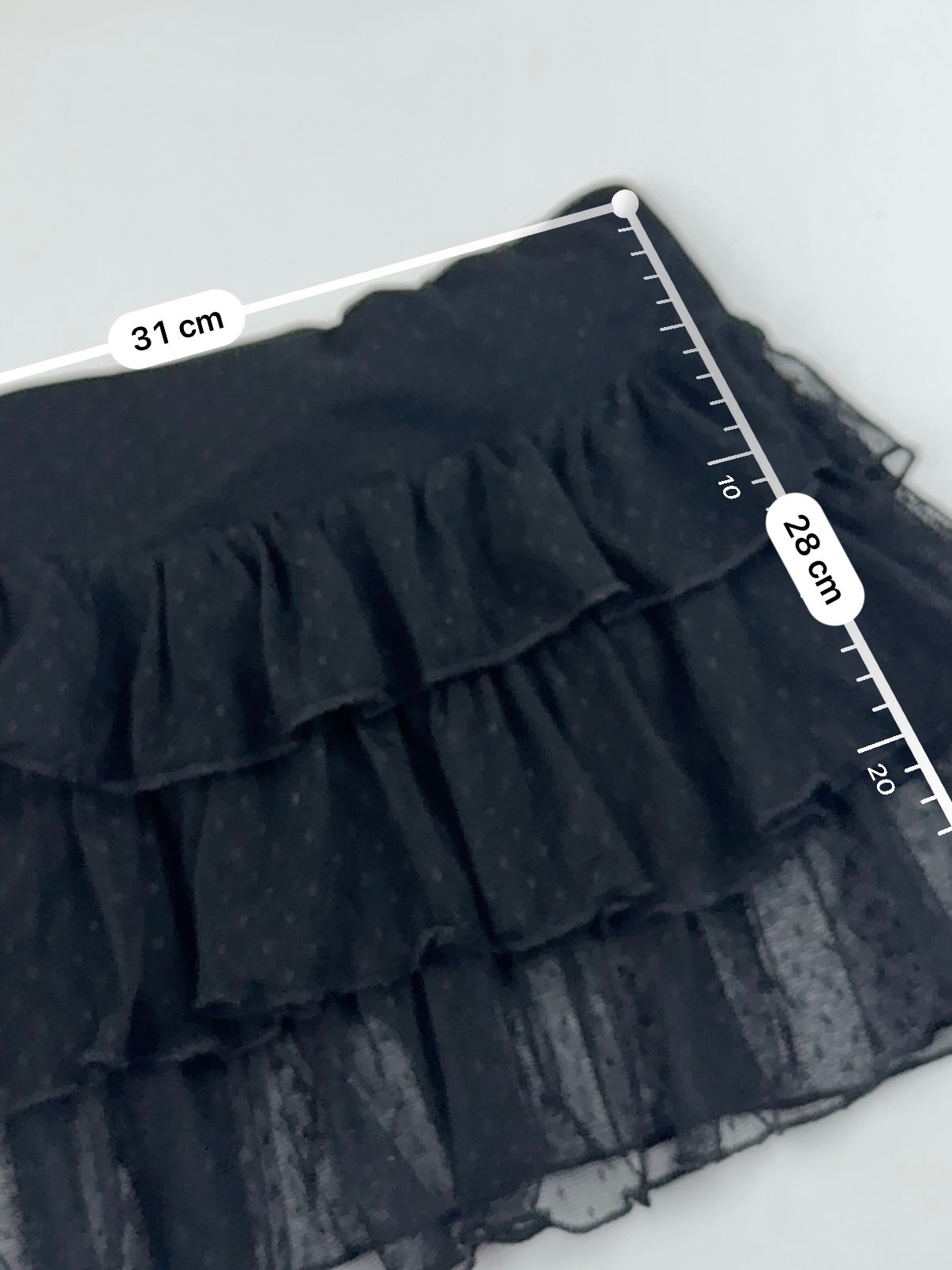 Black mesh low rise pleated mini skirt (S)