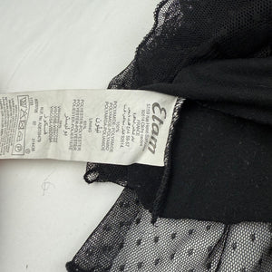 Black mesh low rise pleated mini skirt (S)