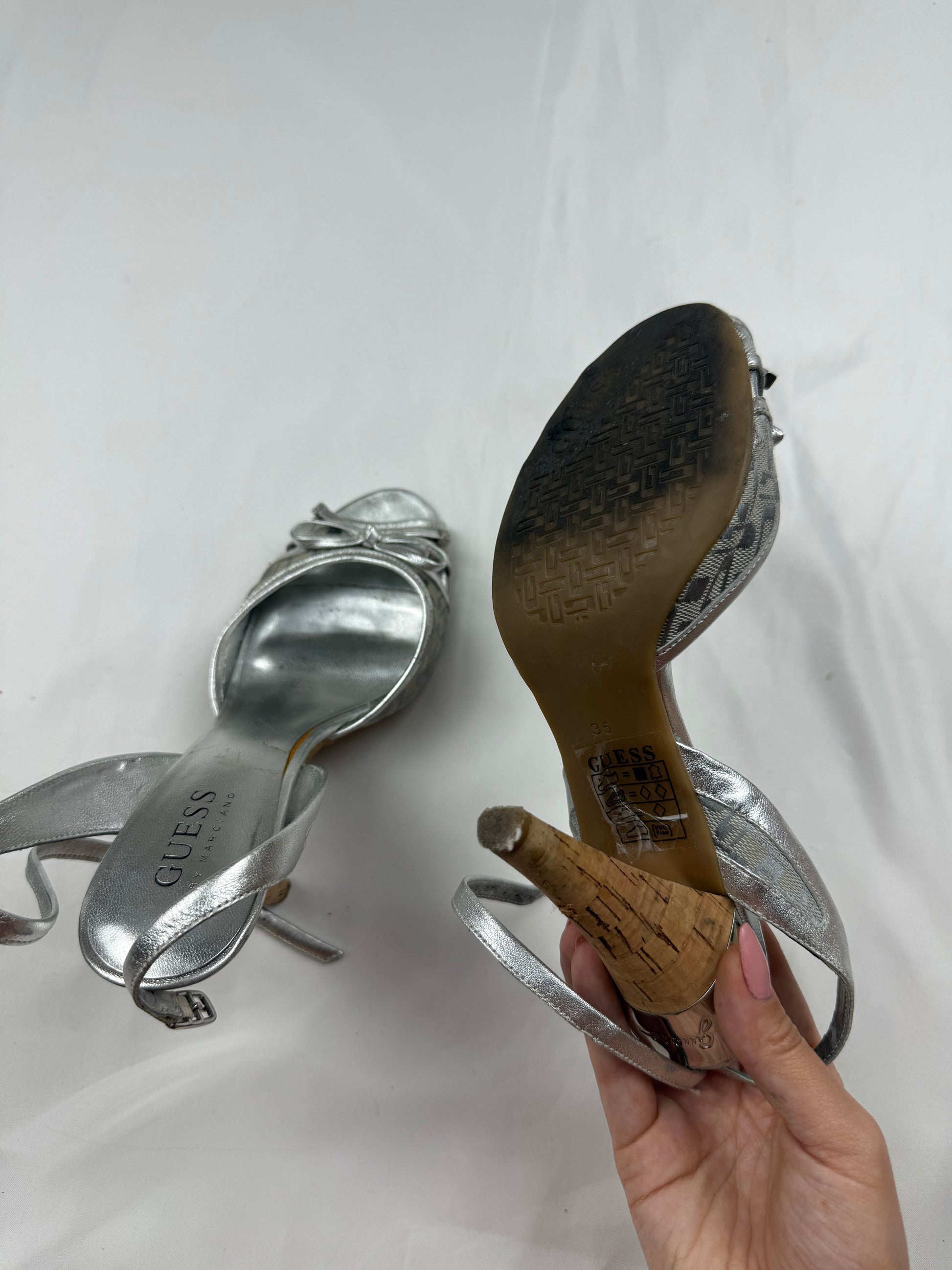 Silver real leather heels (35/36)