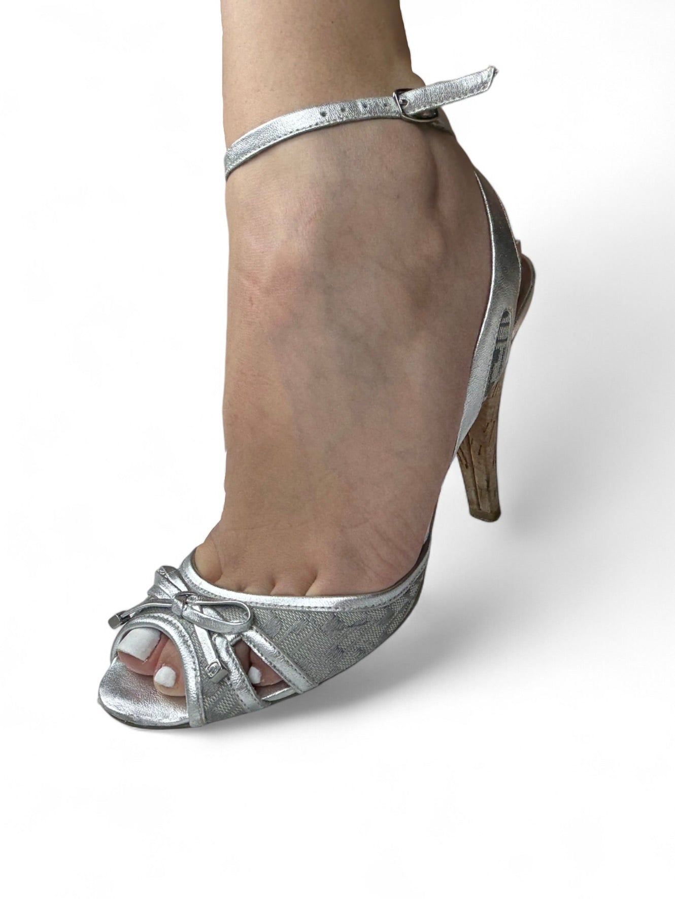 Silver real leather heels (35/36)