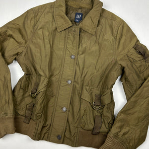 Khaki utility zip up biker jacket (M)