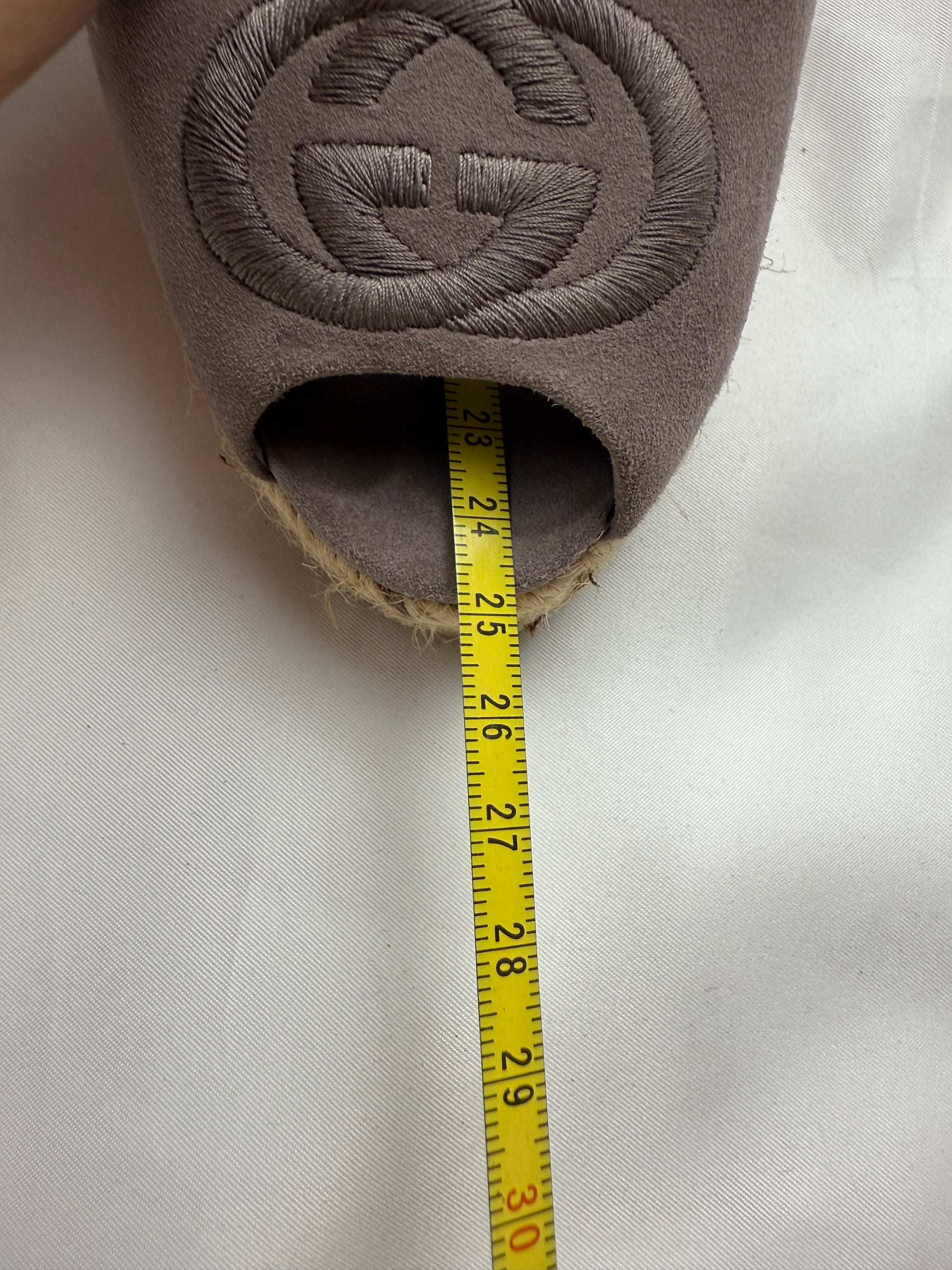 Grey suede monogram open toes wedge heels (37.5)