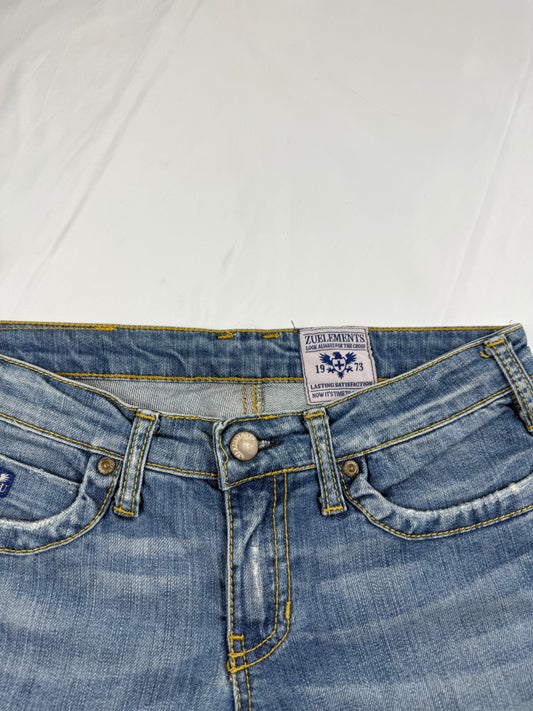 Blue denim low rise mini short (S)