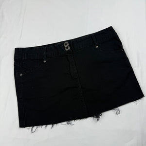 Black rhinestone low rise denim mini skirt (S)