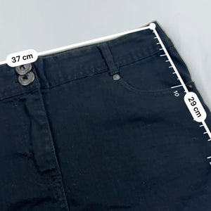 Black rhinestone low rise denim mini skirt (S)