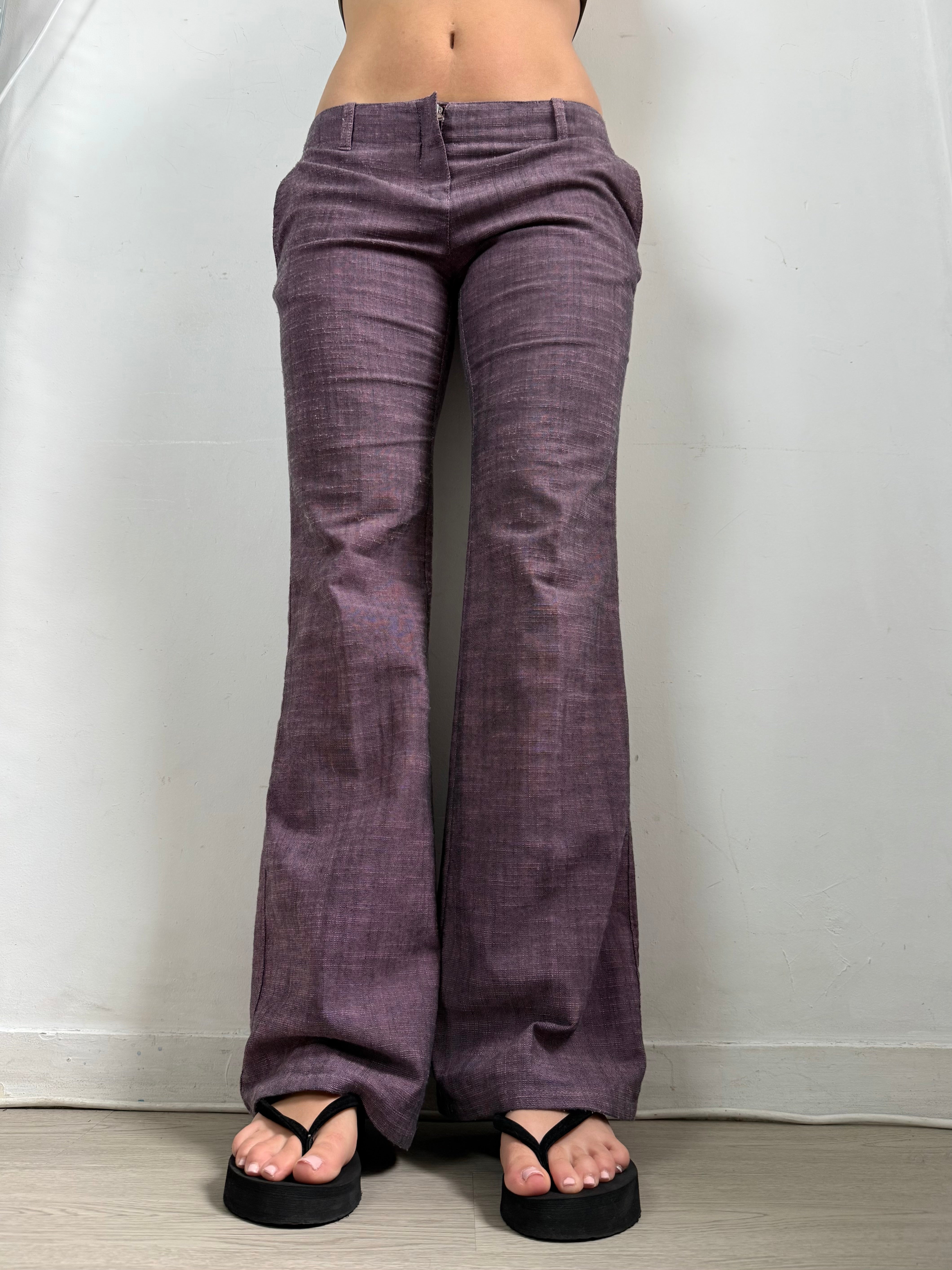 Purple low waist office flare pants (M)