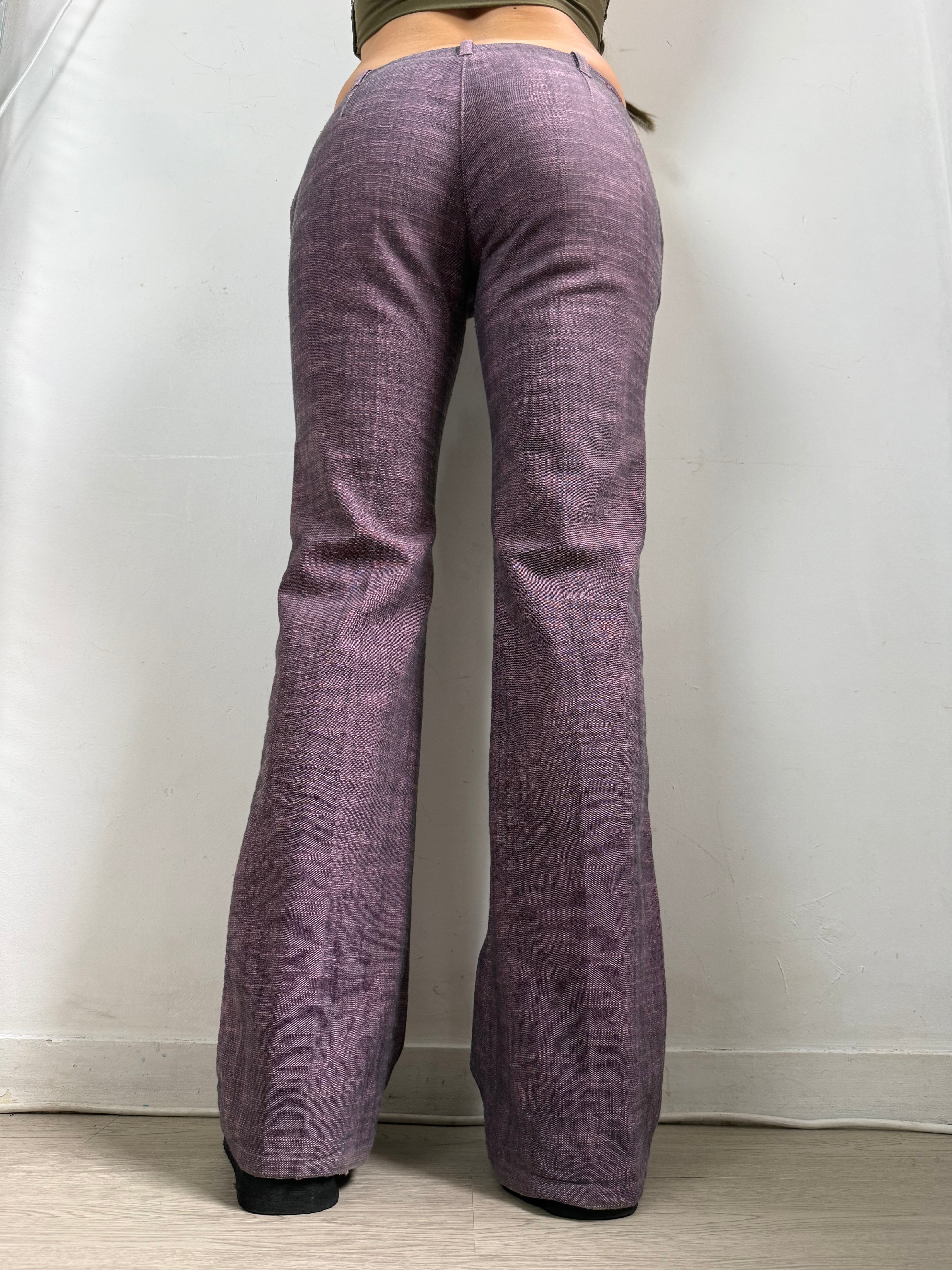 Purple low waist office flare pants (M)