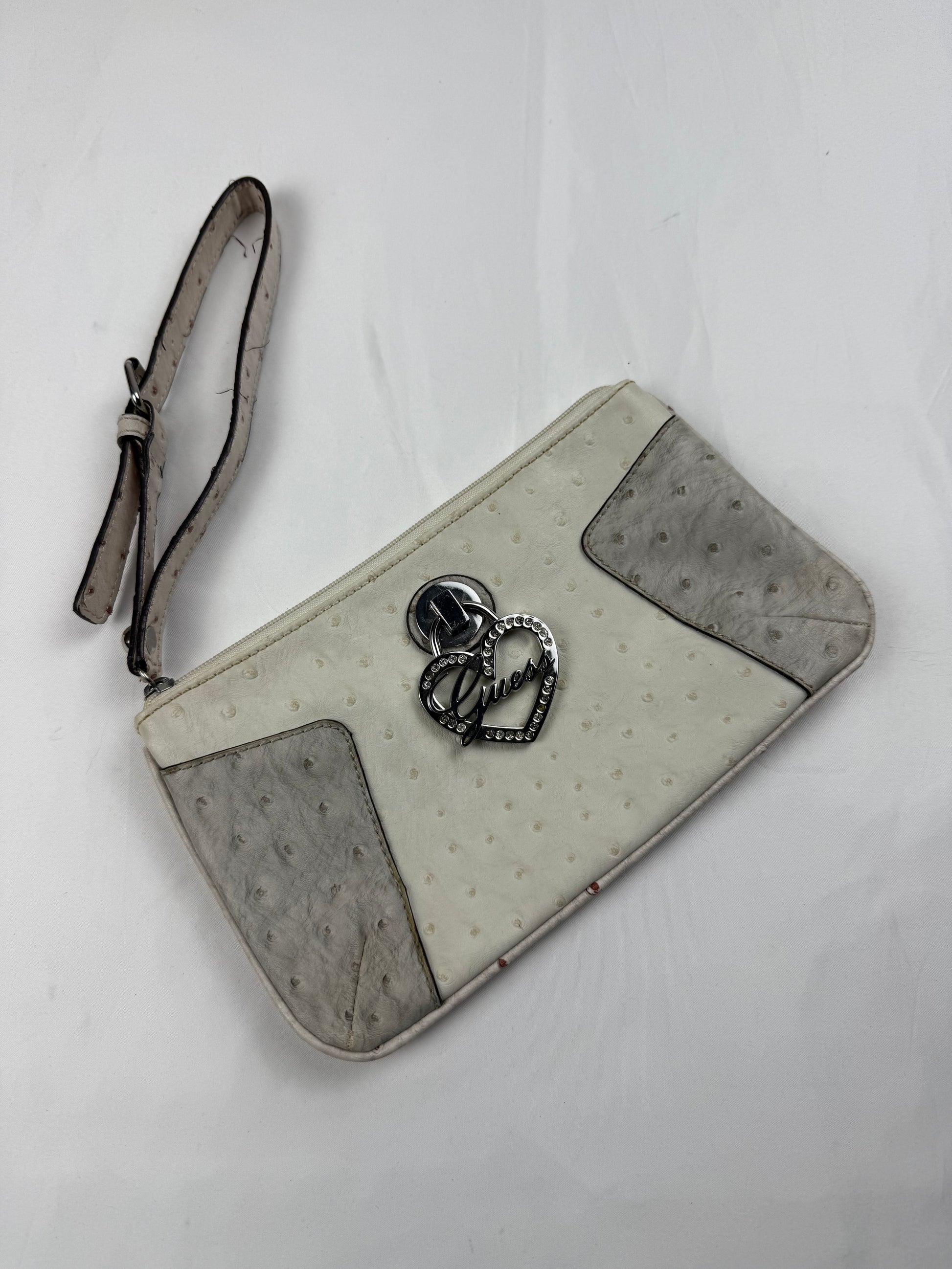 Cream pochette wristlet bag (23x14cm)