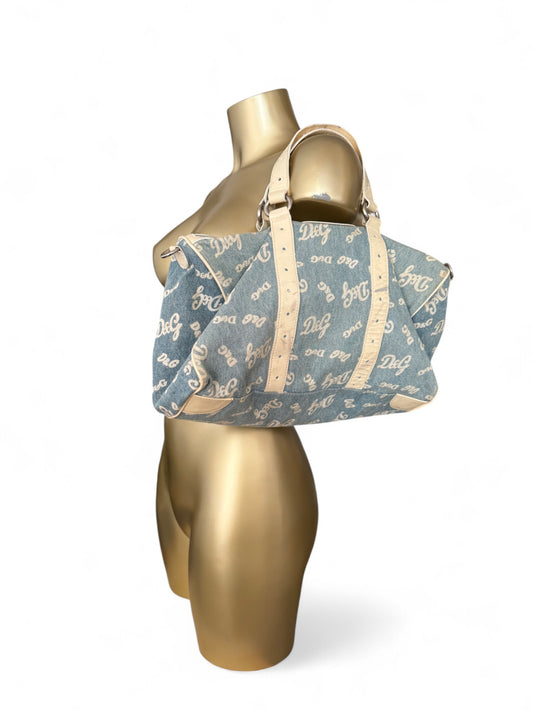 Blue denim logo uni handbag (35x25cm)