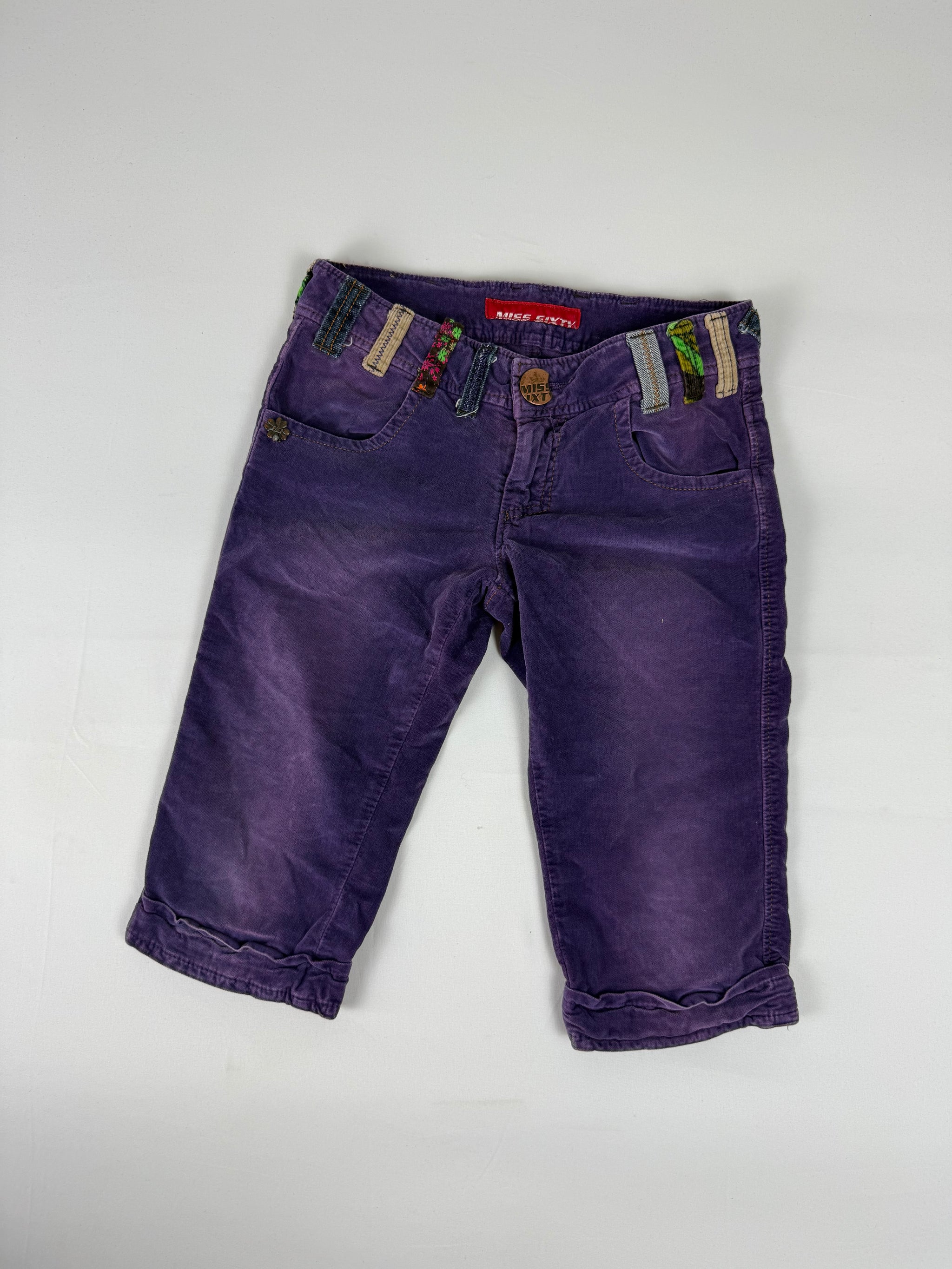 Purple cotton low rise mid short (XS)