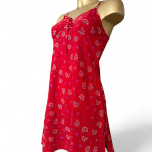 Red floral silky babydoll dress (S/M)