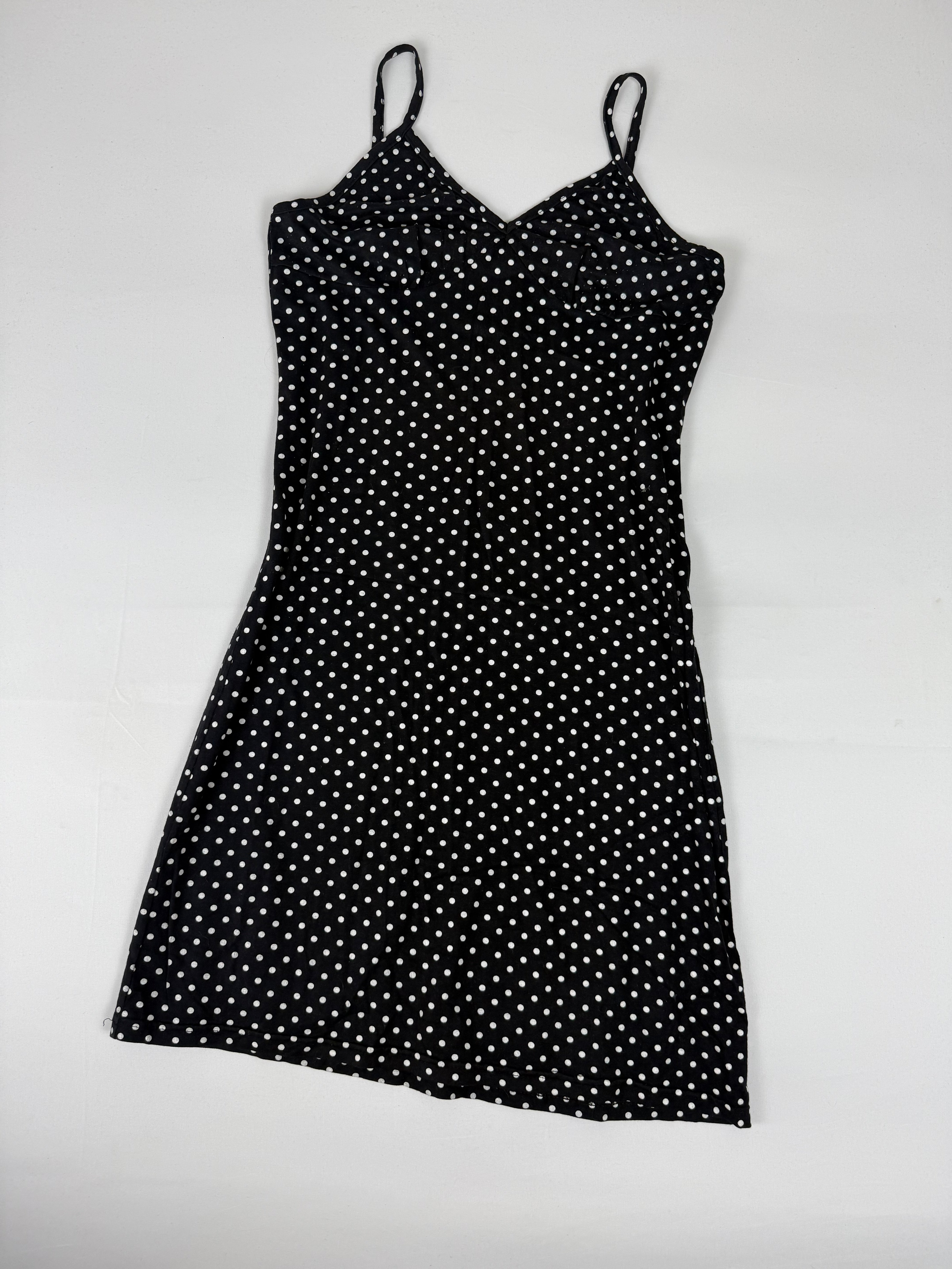 Black polka dots mini dress (S)