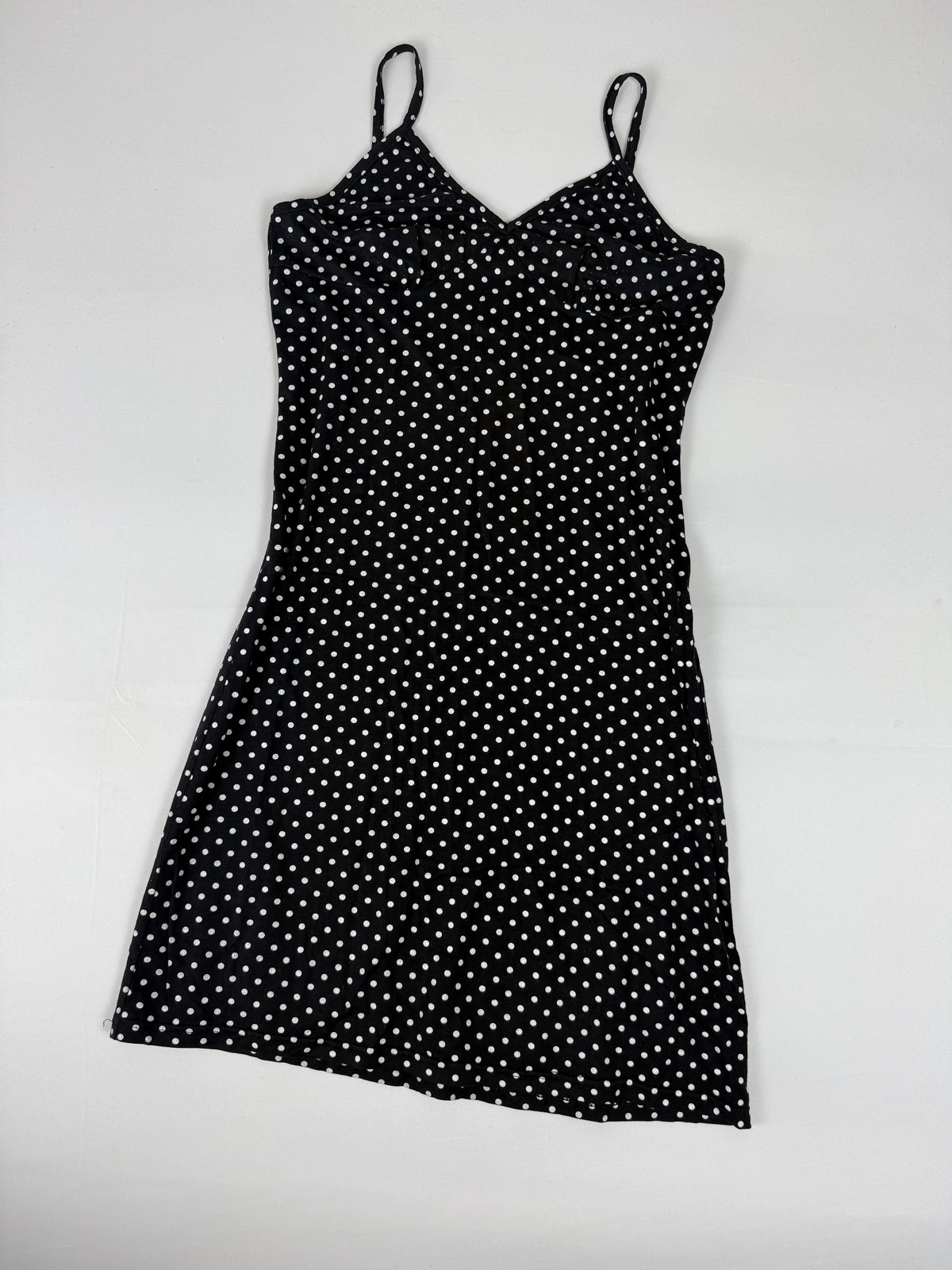 Black polka dots mini dress (S)