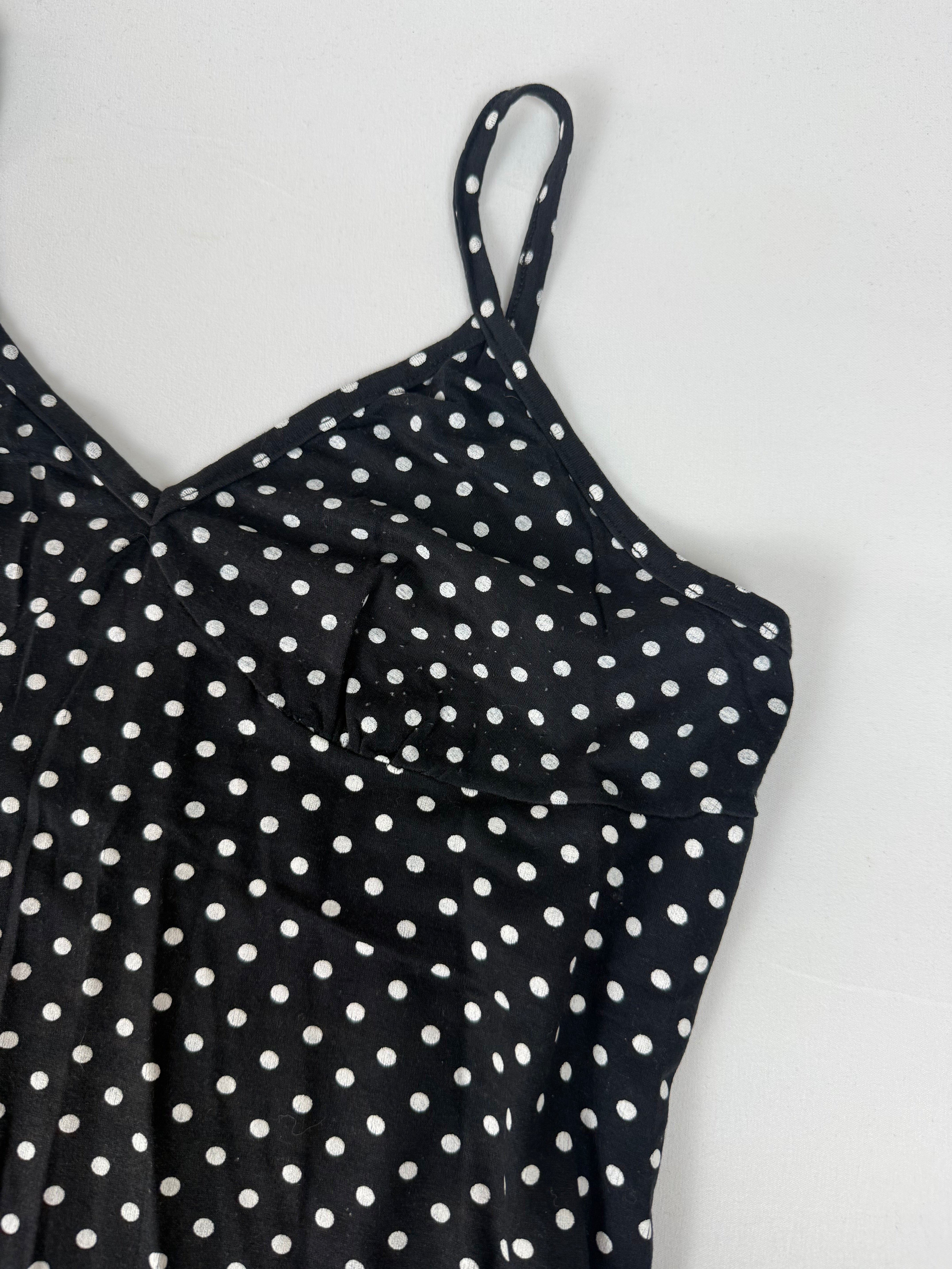 Black polka dots mini dress (S)