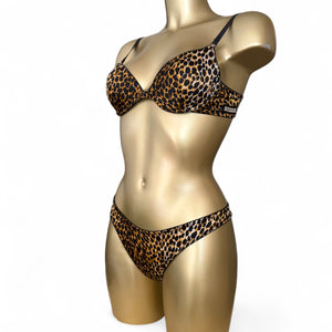 Panther silky underwear set bra + thong (S)