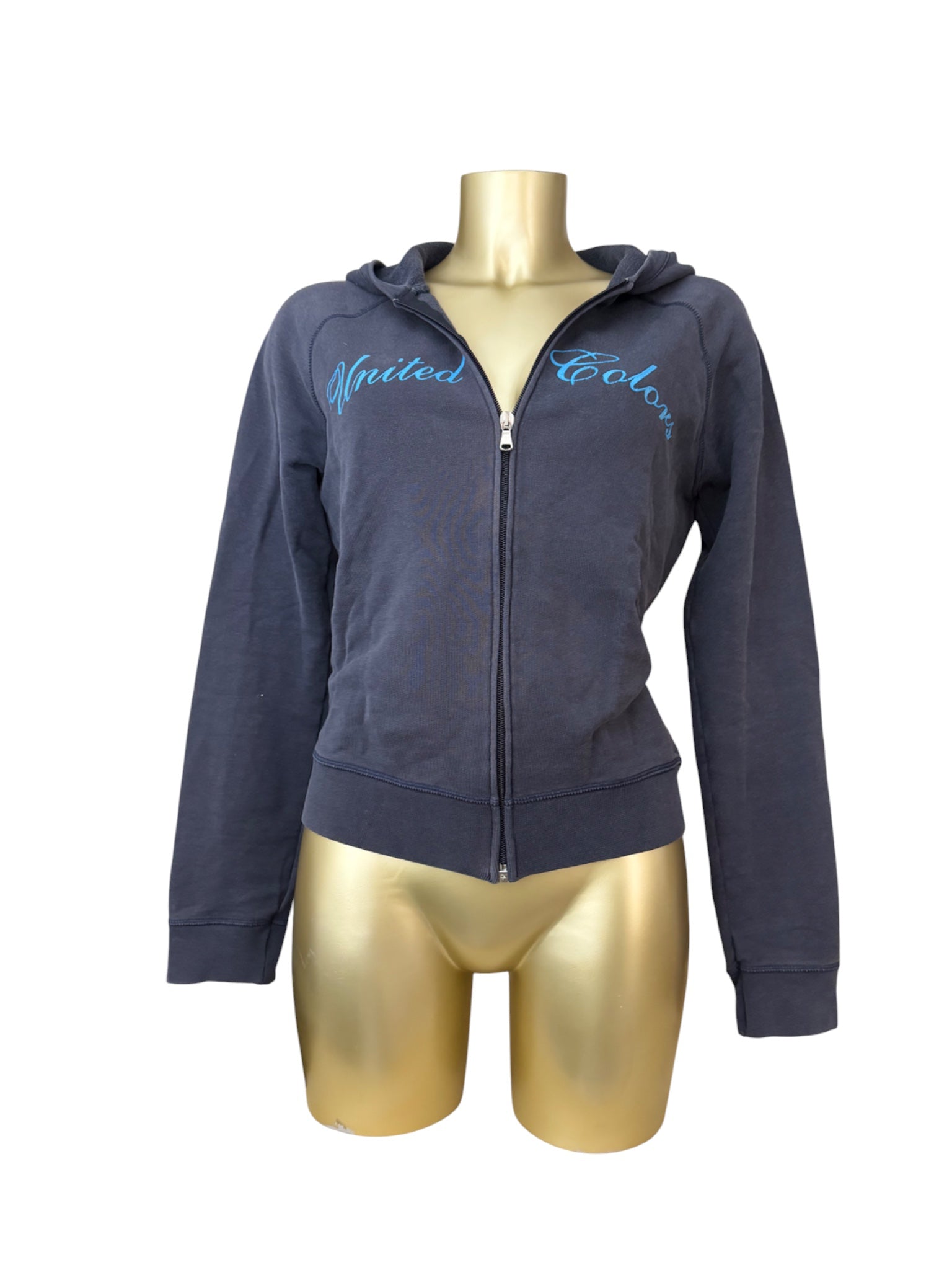 Navy 100% cotton logo zip up hoodie (L)