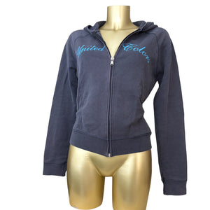 Navy 100% cotton logo zip up hoodie (L)