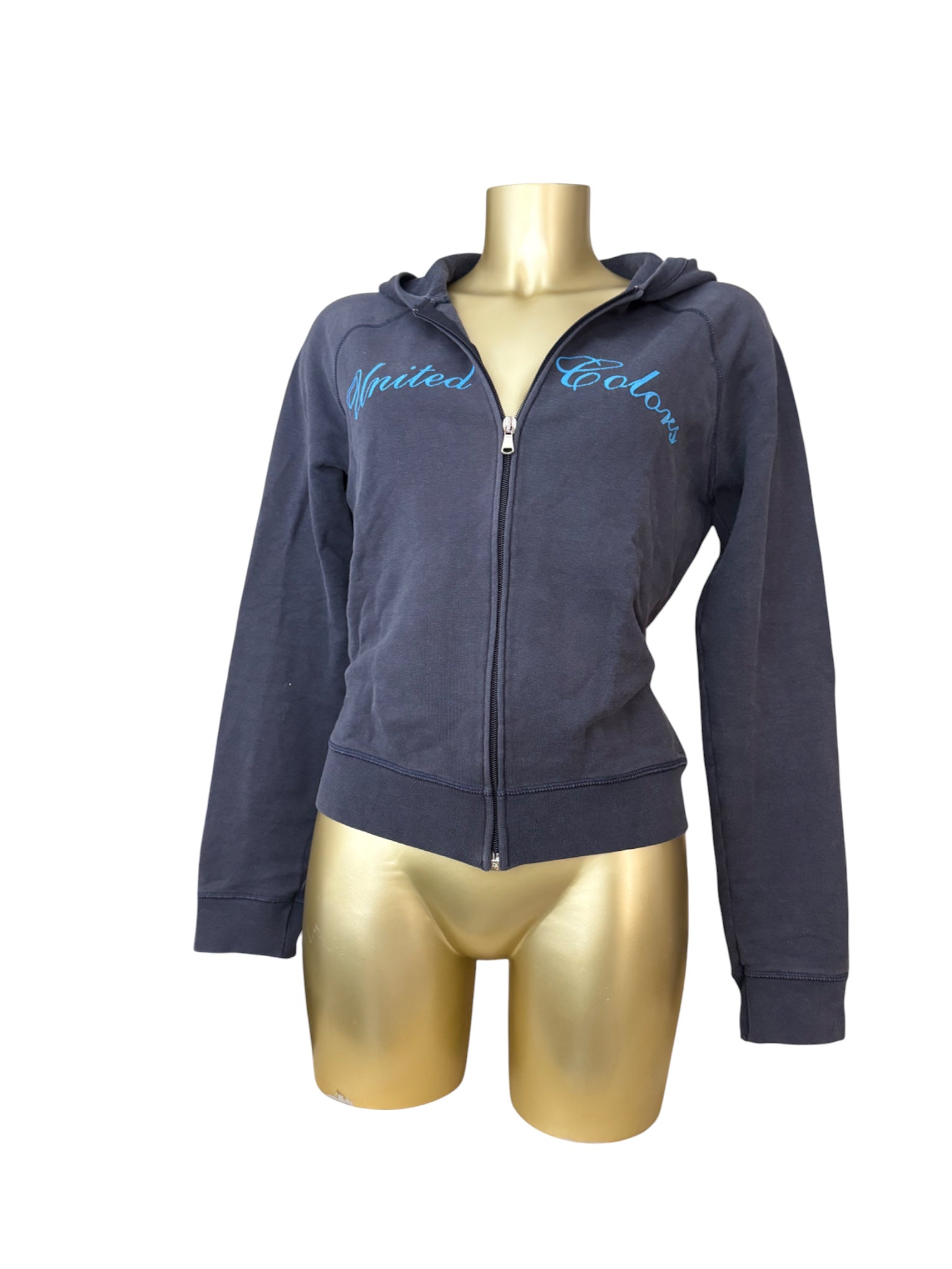 Navy 100% cotton logo zip up hoodie (L)