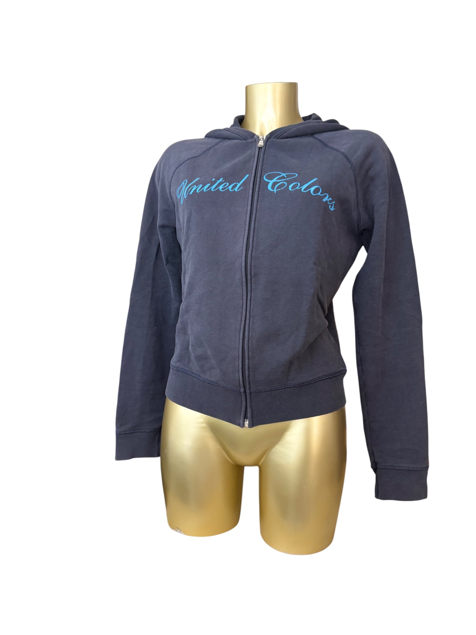 Navy 100% cotton logo zip up hoodie (L)