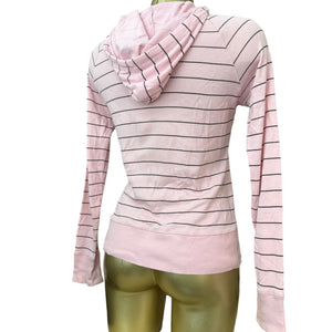 Baby pink striped 100% cotton zip up hoodie (M/L)