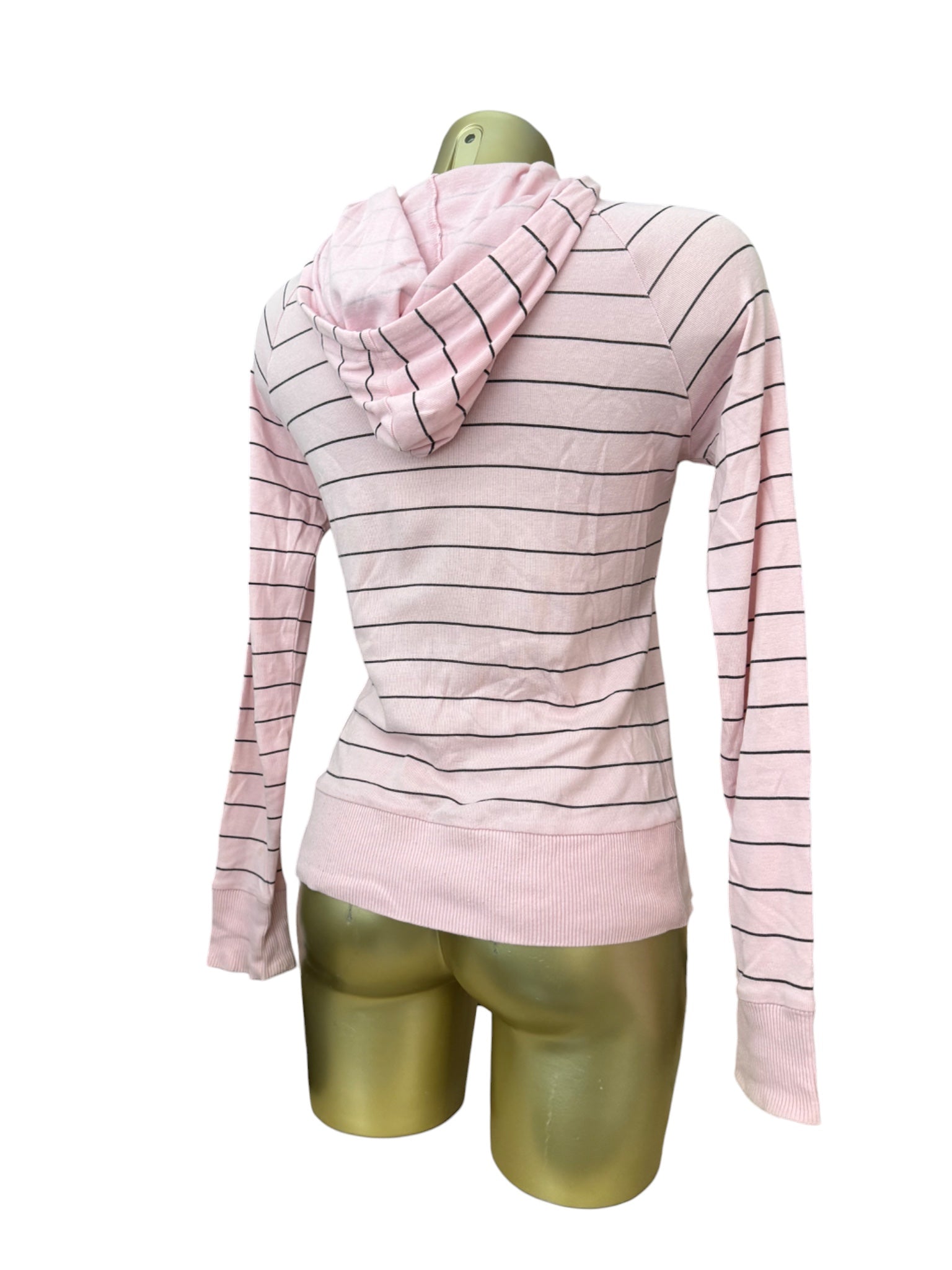 Baby pink striped 100% cotton zip up hoodie (M/L)