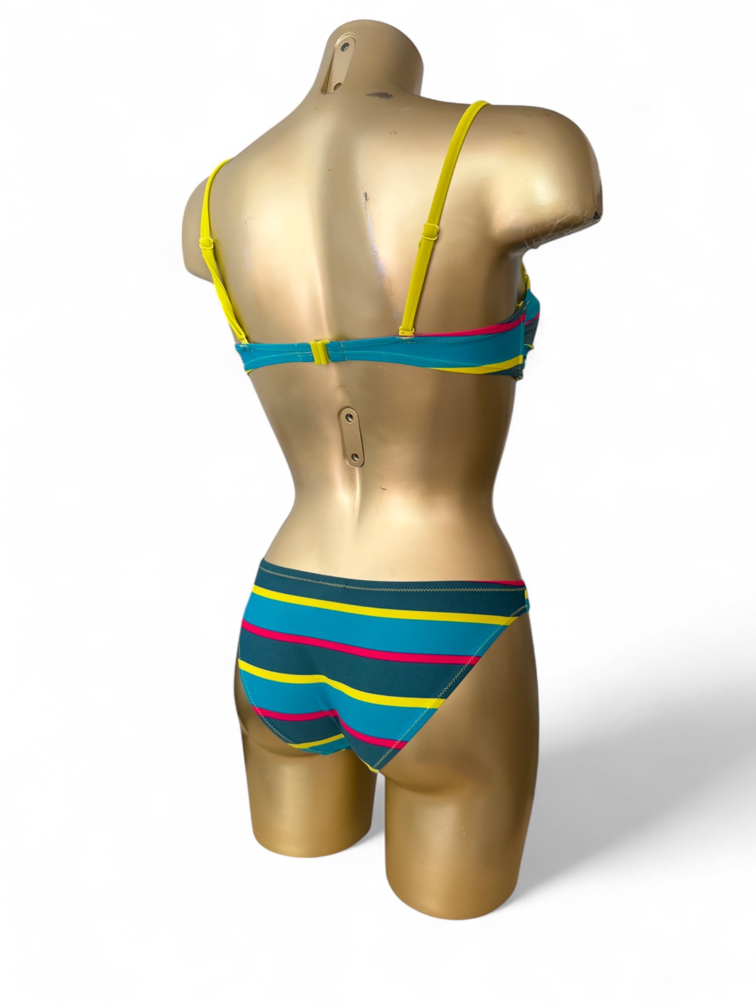Green striped low rise bikini set (S/M)