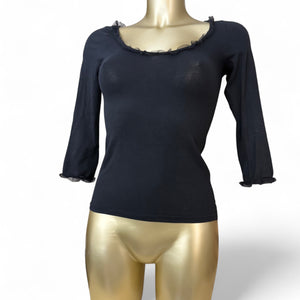 Black rhinestone logo long sleeves top (XS/S)