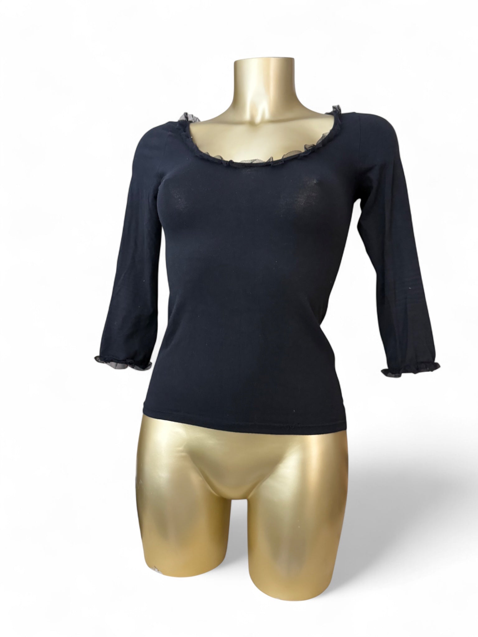 Black rhinestone logo long sleeves top (XS/S)