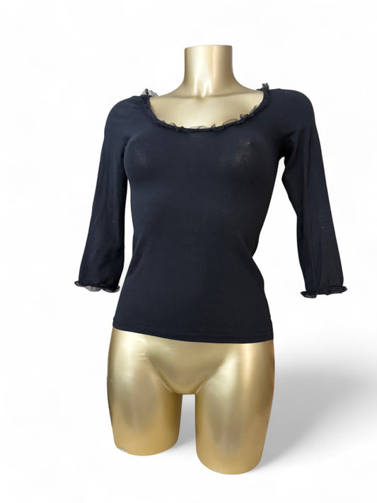 Black rhinestone logo long sleeves top (XS/S)