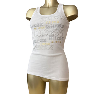 White ribbed cotton tight fit tank top (S)