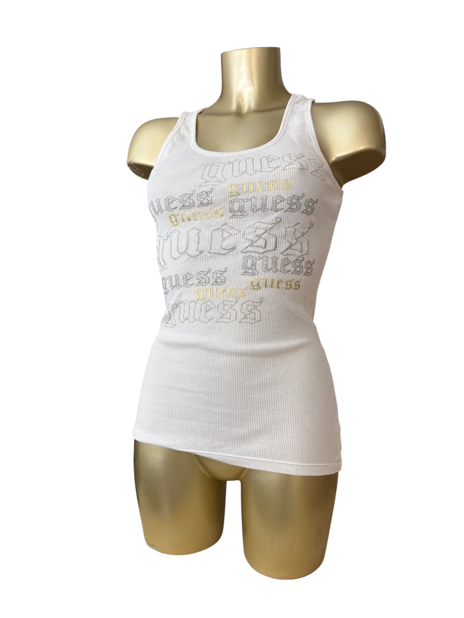 White ribbed cotton tight fit tank top (S)
