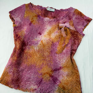 Pink ruched graphic stretchy tee (M/L)